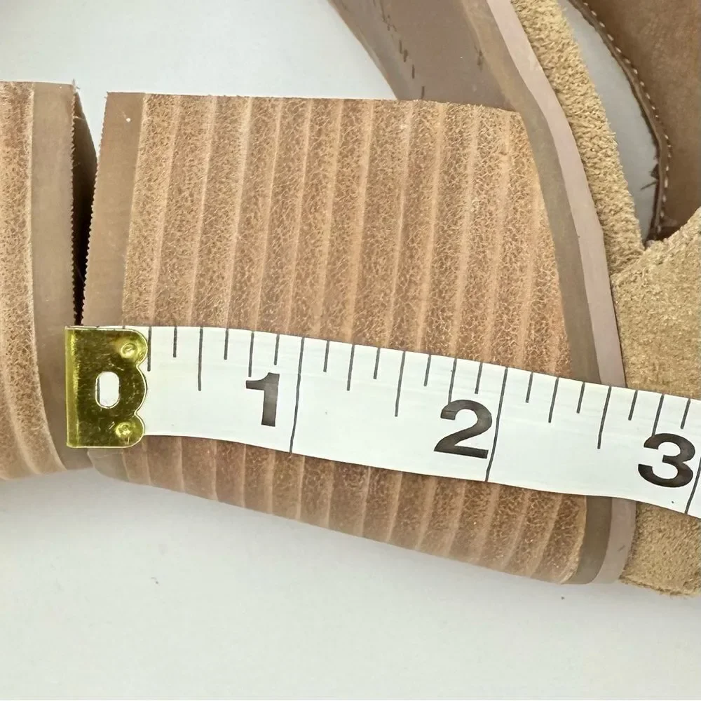 Lucky Brand KEIGHT Tan Suede Keyhole Open Toe Block Heel Ankle Sandal Bootie
